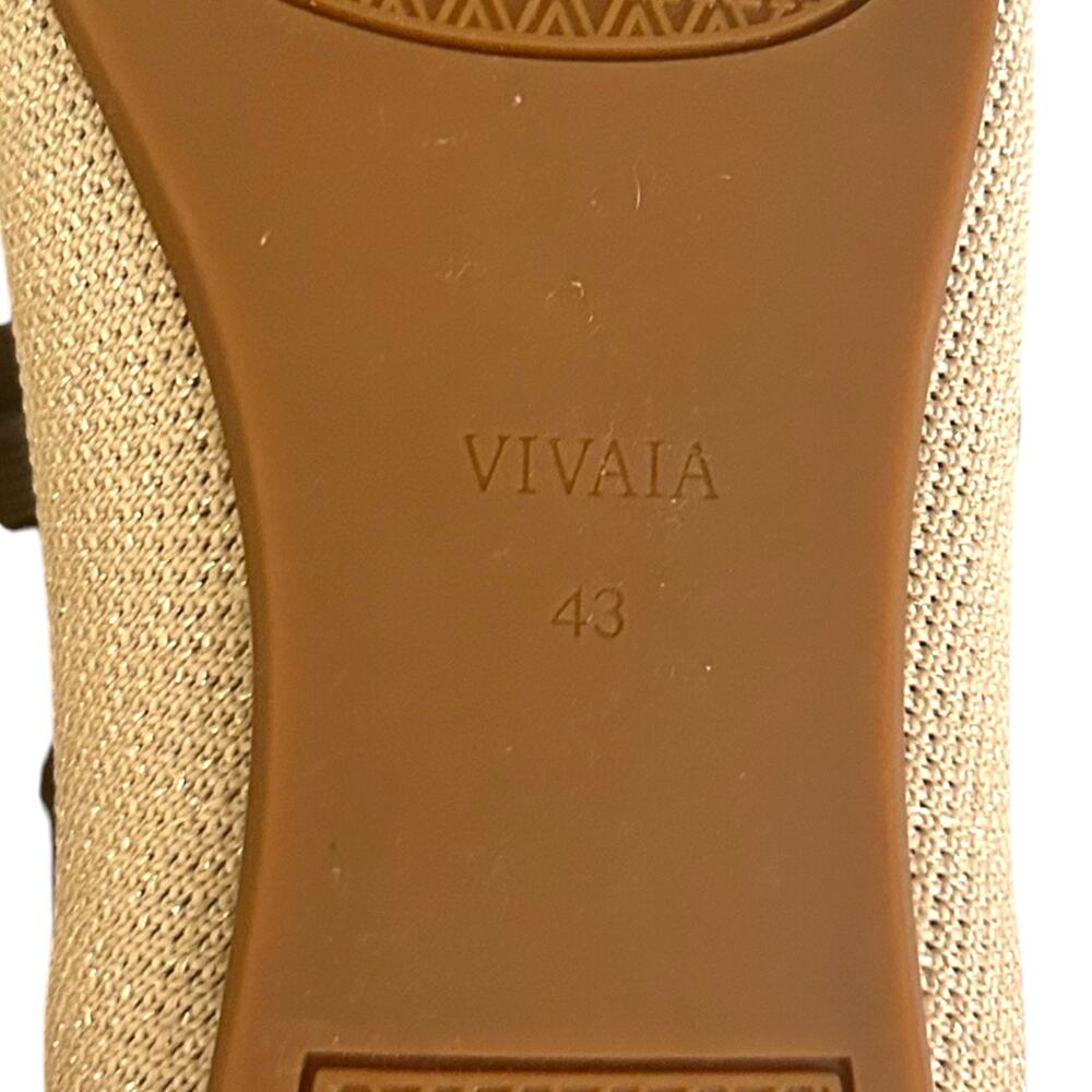 VIVAIA, 'Aria' Pointed-Toe V-Strap Mary-Jane Flats Gold Shimmer Beige Size 11 US - Picture 12 of 12